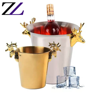 <span class=keywords><strong>Secchiello</strong></span> per Ghiaccio Vintage Creativo da 5L in Legno di Lusso Dorato per Feste, Birra e Bevande, Raffreddatore per Vino Nero Opaco Martellato - Product Image 3