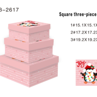 Boîte cadeau carrée de Noël 3 pièces en papier, imprimée de dessins animés, pour emballage de Noël, rangement de bonbons et cadeaux de fêtes