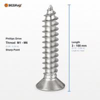 304 Stainless Steel Phillips Countersunk Flat Head Tapping Screws KA M1 M1.2 M1.4 M1.6 M2 M2.5 M3 M3.5 M4 M5 M6 3-100mm Metric
