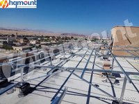 Système de montage solaire en acier ZAM, structure à double poteau pour toiture, projet solaire sur toit, application à grande échelle sur toit plat
