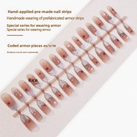 Ongles autocollants œil-de-chat à couverture complète, strass étoilés haut de gamme, 30 pièces en boîte, le plus populaire sur Xiaohongshu