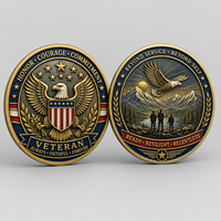 Pièce de monnaie personnalisée pour les Vétérans, avec Aigle de la Liberté, Cadeau de reconnaissance, Or brillant, Design de logo 3D, Pièce de monnaie de défi pour récompense d'honneur, Gravure laser double face