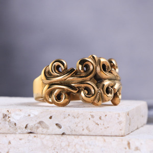 แหวนไทเทเนียมสตีล SA910 ลายฉลุ สไตล์พังก์ เครื่องประดับสำหรับทุกเพศ สีเงิน ทอง ดำ แหวนแฟชั่นลำลอง - Product Image 3