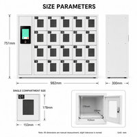 Station de recharge pour téléphone portable à 20 compartiments, casier mural sécurisé pour appareils mobiles avec accès par carte RFID pour les écoles