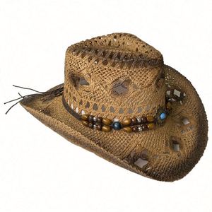 Wholesale Cheap Unisex Floppy Western <b>Hat</b> <b>Bands</b> Distressed Raffia Straw Cowboy <b>Hat</b> Sports Casual - Product Image 6
