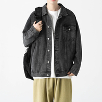 Veste en jean tendance avec impression de logo personnalisé en EJ-002 Manteau élégant Vestes en jean Veste bandana à moteur noire pour hommes
