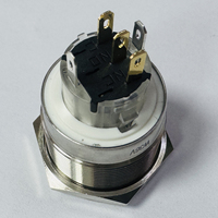 Interrupteur à bouton-poussoir métallique éclairé ZLQ25A-SWP11Z-DW36V-S, SPDT à verrouillage, IP67 IK10, boîtier en acier inoxydable, bouton plat