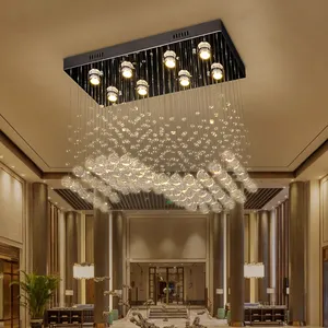 Özel lüks dekoratif aydınlatma büyük Villa otel lobisinde Led kolye ışık Modern kristal avize