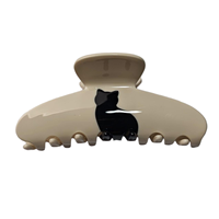 Pince à cheveux en acétate motif chat color block, pince requin chat contrastée pour femme, accessoires pour chignon arrière