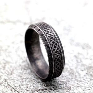 Nordic Vintage Men's Stainless Steel <b>Ring</b> With Tree Of Life Design And Distressed Lettering Hip Hop Style Gift Jewelry - Product Image 3