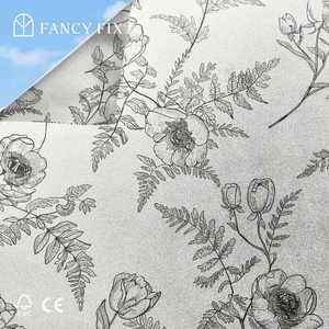 Pellicola per Finestre in PVC Statica Senza Colla, Motivo Floreale Botanico Notturno, Pellicola Decorativa Opaca per Privacy, per Casa e Camera da Letto - Product Image 1