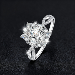 Кольца с муассанитом овальной формы «голубиное яйцо», ювелирные изделия из серебра 925 пробы, кольца с муассанитом - Product Image 1