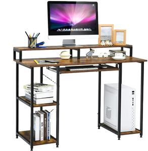 Computer Desk with Keyboard Tray Storage Shelves Study Writing Desk with Monitor Stand for Home Office