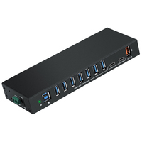Hub USB 3.0 industriel en métal à 10 ports avec ports USB-C/USB-A, transfert de données haute vitesse, chargeur pour PC/ordinateur portable/téléphone