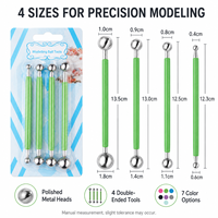 Ensemble de 4 outils de modelage à bille pour pâte polymère et poterie, 8 tailles de billes en acier inoxydable, 7 options de couleurs OEM