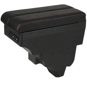 L'UE France Voiture Double couches Glisser USB design Noir pu en <span class=keywords><strong>cuir</strong></span> de voiture accoudoir console boîte pour <span class=keywords><strong>Peugeot</strong></span> 208/<span class=keywords><strong>2008</strong></span> 2019-2023 - Product Image 3