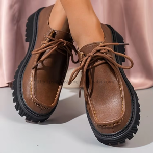 Chaussures en cuir professionnelles à talon épais de style britannique pour femme, nouvelle collection automne, rétro à lacets - Product Image 2