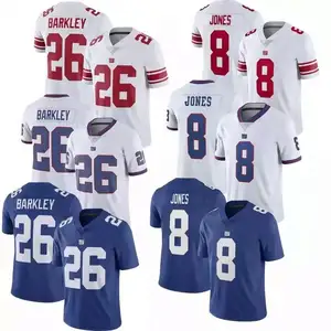 Nieuw Seizoen New York Gigant 8 Jones 26 Barkley 99 Williams 24 Bradberry Gestikt Voetbalshirt