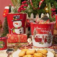 Petit seau en métal avec logo de bonhomme de neige, cadeaux de Noël, bonbons, collations