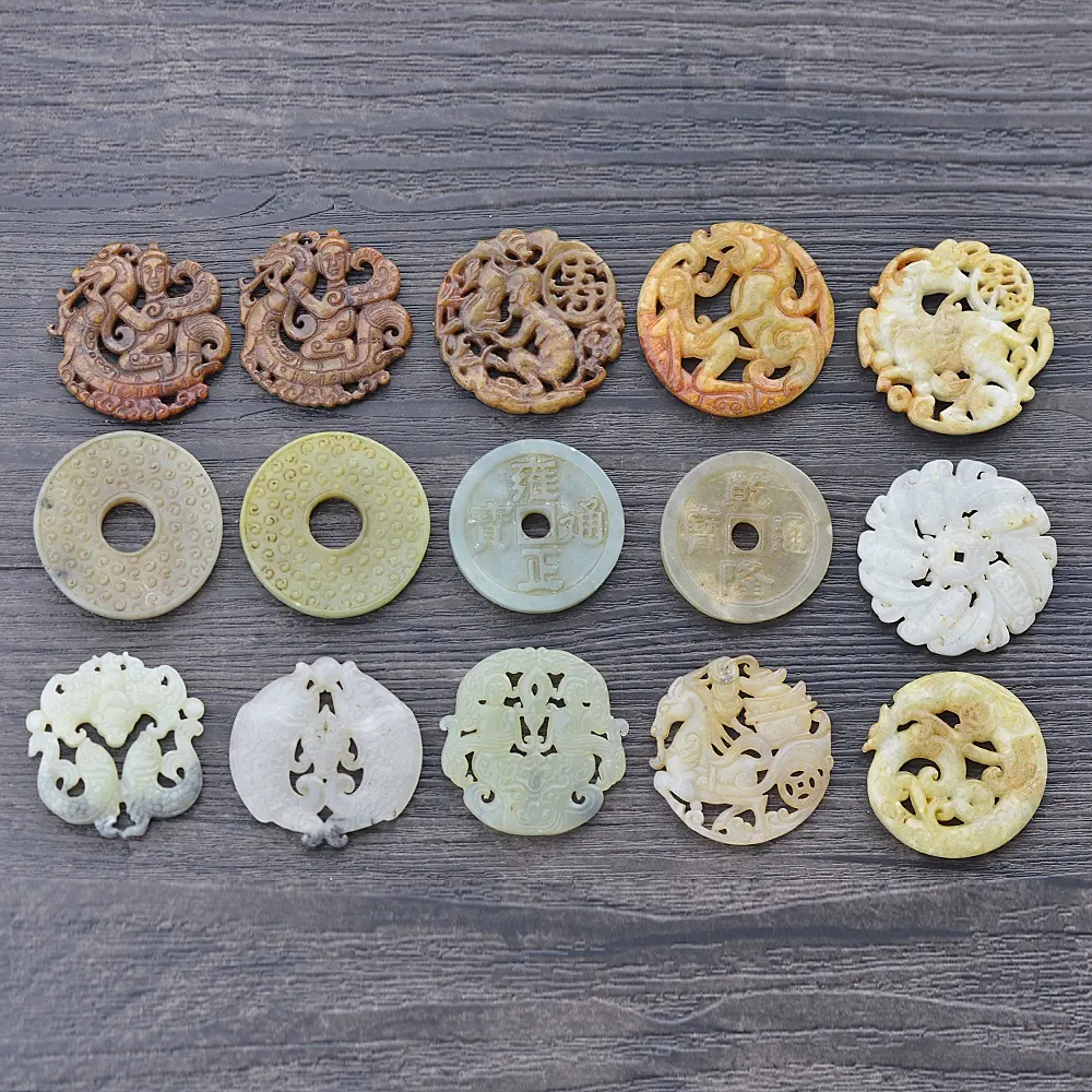 Mischreihe edelstein donuts Geschnitzte Stein Charme Jade Anhänger für Schmuck Machen Seltene Jade