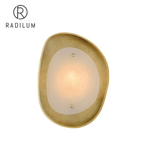 Applique murale postmoderne en pierre naturelle, décoration d'allée d'hôtel de luxe, feuille d'or, luminaire en pierre naturelle, petite applique sculptée <span class=keywords><strong>Samos</strong></span> - Product Image 1