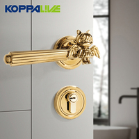 Poignée de porte intérieure silencieuse Koppalive en laiton massif, style ange français, or et argent, luxe, avec serrure magnétique intégrée pour entrée de villa
