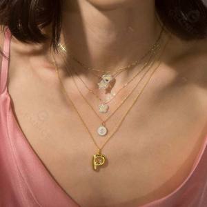 Joyería Fina <span class=keywords><strong>collares</strong></span> de plata de ley 925 collar de disco de estrella Pave de dos tonos - Product Image 5