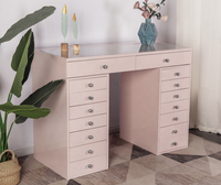 Coiffeuse moderne en velours avec 13 tiroirs, miroir éclairé et fonctions réglables, en MDF, pour chambre à coucher et mobilier de maison