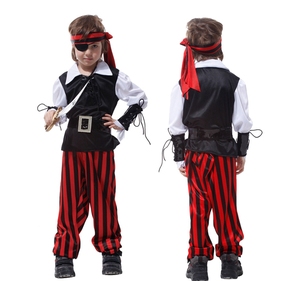 Costume da <span class=keywords><strong>Pirata</strong></span> Monocolo Classico Casual con Maschera per Occhio in Poliestere per Bambini Carnevale Halloween Festa Cosplay per Ragazzi Nero e Rosso - Product Image 1