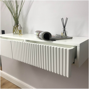 <span class=keywords><strong>Mesa</strong></span> <span class=keywords><strong>de</strong></span> <span class=keywords><strong>Maquillaje</strong></span> Moderna <span class=keywords><strong>de</strong></span> Pared con Acabado Brillante, Cómoda <span class=keywords><strong>Flotante</strong></span> Acanalada con 2 Cajones <span class=keywords><strong>de</strong></span> Almacenamiento para Dormitorio, Sala <span class=keywords><strong>de</strong></span> Estar o Apartamento - Product Image 2