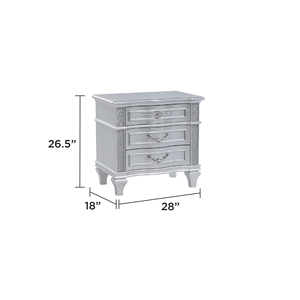 Table de chevet de style contemporain en bois argenté avec 3 tiroirs de rangement - Product Image 2