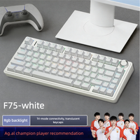 Teclado Mecánico AULA F75 con Diseño 75%, Tri-Modo, Inalámbrico BT, RGB, Teclas PBT, Programable, para Juegos