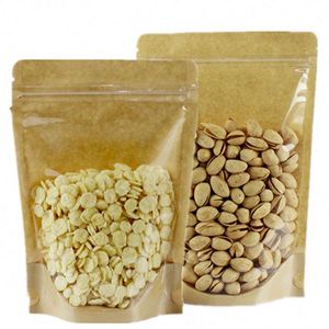 Sac alimentaire en papier kraft laminé autoportant avec fenêtre transparente et fermeture éclair 20x30m – Pack promotionnel - Product Image 1