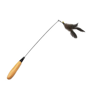 Wooden Stick <b>Cat</b> Teasing Wand Black Feather Manual Exercise Toy For <b>Cats</b> - Product Image 1