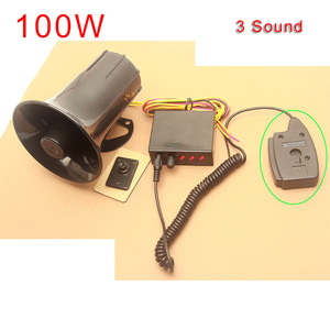 12V Vehicle Alarm Horn 100W High Power Three Tone <b>Speaker</b> Car Horn Black Loudspeaker Warning <b>System</b> - Product Image 3
