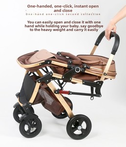 Cochecito de Bebé Ligero 2 en 1 Plegable con Asiento para Automóvil, Bidireccional, Vista Panorámica, Buena Suspensión, Posición de Sentado a Acostado para Recién Nacidos y Niños Pequeños - Product Image 3