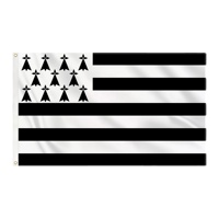 Drapeau régional français personnalisé OEM Bretagne 90x150cm 3x5ft en polyester noir et blanc pour extérieur - Drapeau de Gwenn Ha Du