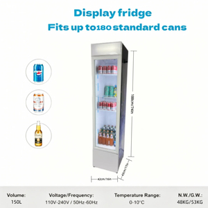 Refrigerador de 150L para hoteles y hogares, silencioso, enfriado por aire, de acero inoxidable, con puerta de vidrio simple engrosada, ahorrador de energía y anticongelante. - Product Image 3
