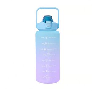 Bouteille de sport grande capacité 2L avec paille et marqueur de temps, en plastique - Product Image 2