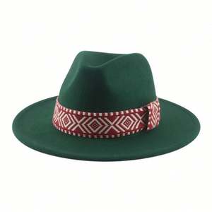Chapeau Fedora tissé ethnique pour hommes, idéal pour les fêtes, les occasions professionnelles décontractées et les activités de plein air en automne et en hiver - Product Image 5
