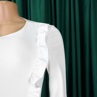 Robes d'Été Plissées à Col Rond pour Femme, Robes Crayon Élégantes de Bureau, Robe Midi Décontractée Slim à Manches Longues Irrégulières