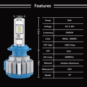 Bombillas LED para Faros Delanteros de Coche KINGSTARS T1 H7 Turbo, 12 V, 35 W, 6000 K, H4/H7/H11/H13/9005, Nuevas, 4200 Lúmenes - Product Image 4