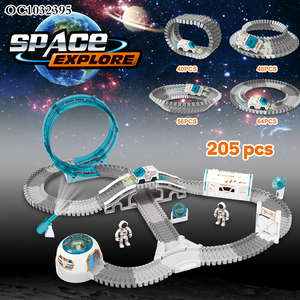 205pcs Electric Flexible Plastic Space Rail <strong>Building</strong> <strong>Blocks</strong> <strong>Track</strong> Parking Set Toy Car - Product Image 2