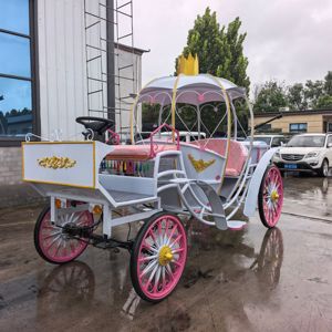 Carrosse de mariage de luxe Princesse Rose avec chevaux blancs royaux - Product Image 2
