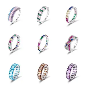 Rings New Fashion Fine Jewelry Custom 925 Sterling Silver Engagement Wedding Diamond Gemstone Rings For Women