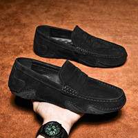 Mocassins en daim et cuir véritable première couche pour hommes, style coréen, chaussures tendance à enfiler, respirantes, confortables, décontractées, pour la conduite