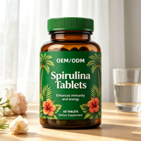 Complément alimentaire en comprimés de spiruline haute puissance OEM/ODM, entièrement naturel, 60 unités, riche en protéines végétales et en chlorophylle