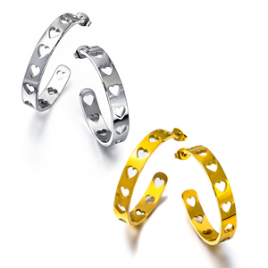 Pendientes de aro con diseño de corazón hueco en forma de C hipoalergénico, joyería elegante de acero inoxidable de estilo Simple, regalo delicado para amantes - Product Image 4