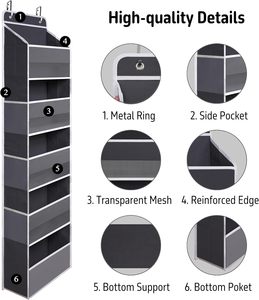 Sac de rangement très vendu en tissu non tissé, grande capacité, organisateur suspendu avec poche en filet - Product Image 4