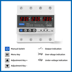 3 משולש שלבים מגן ממסר מתח 63A 60A 220V 380VAC 3P+N ממסר מעל מתחת למתח מתכוונן להגן על מתח נמוך גבוה - Product Image 2